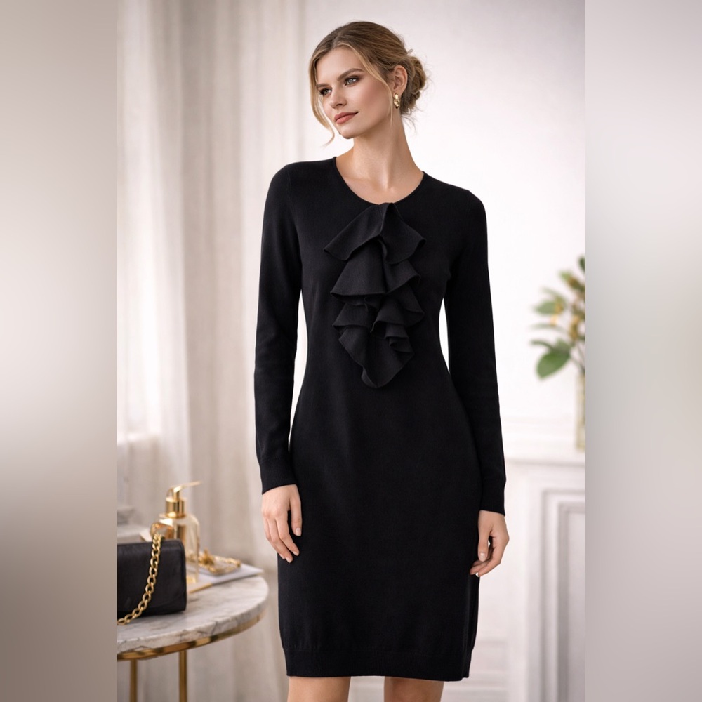 Fendi Fine Gauge Merino Wool Ruffle Sweater Dress | IT 42 (US 6)